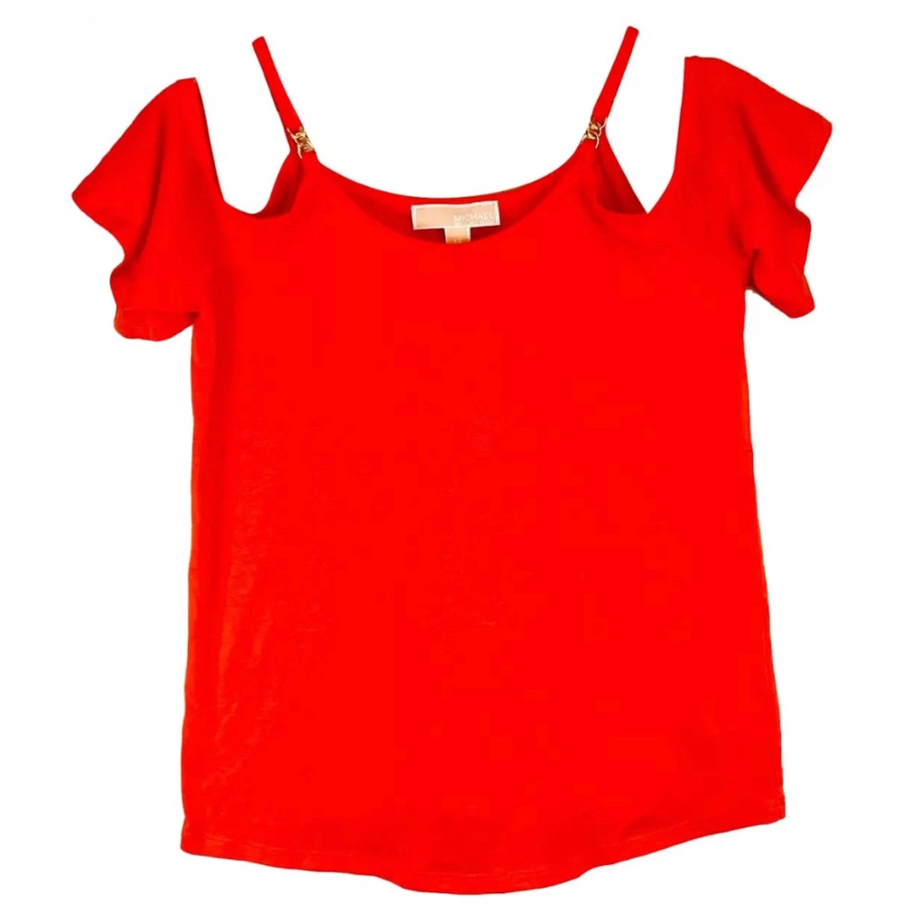 Michael Kors Orange Cold Shoulder Top Size Large